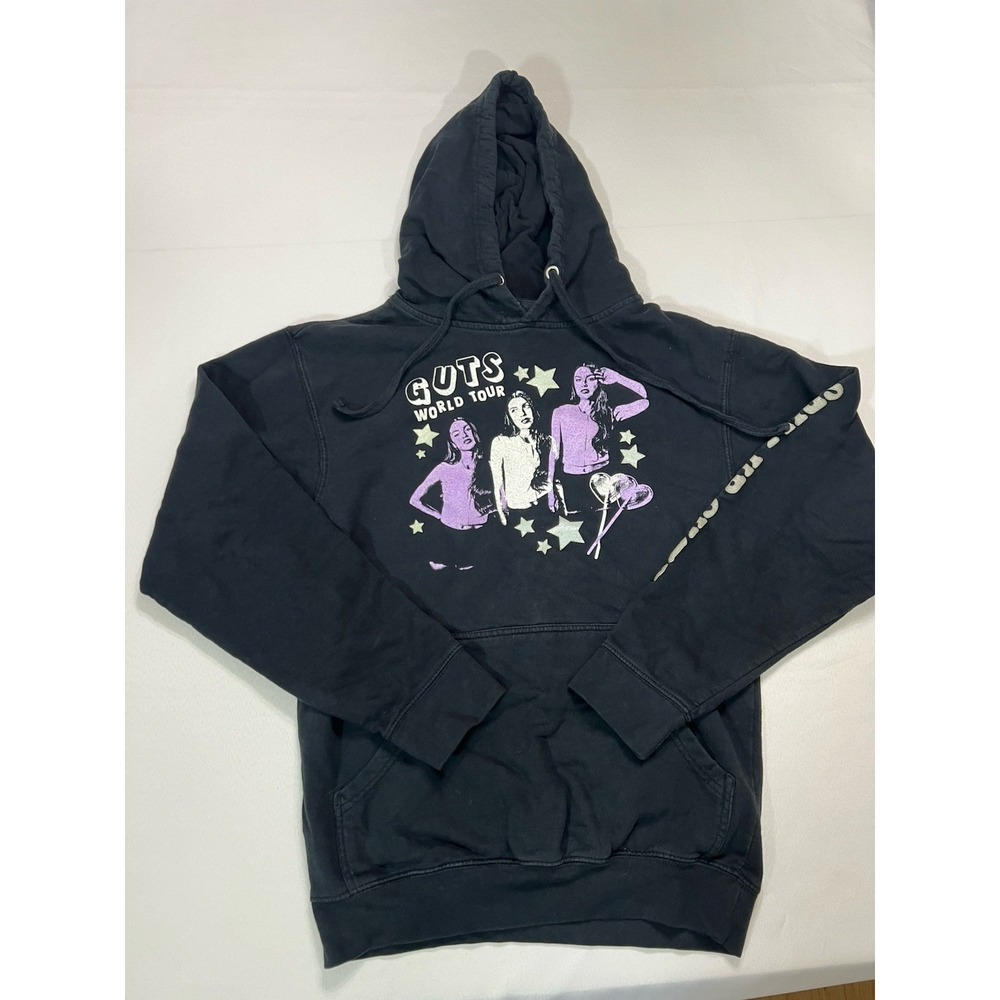 Olivia Rodrigo Black GUTS World Tour Pullover Hoodie Sweatshirt Concert Merch S